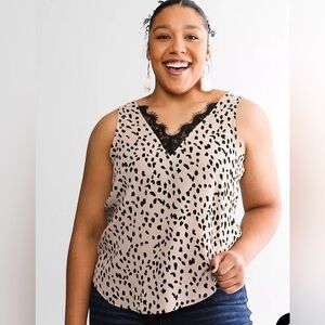 Daytrip Woven Print Tank Top Size Small Sleeveless V-Neck Lightweight Blouse